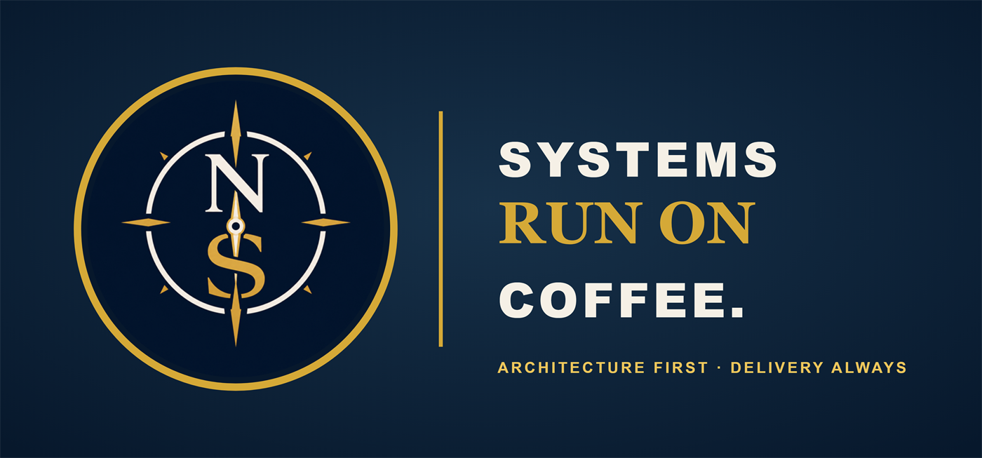 Systems run on coffee SteadNorth mug artwork